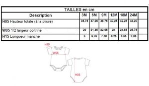 taille body bébé kariban