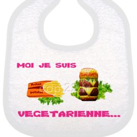 bavoir bébé imprimé moi je suis vegetarienne fus